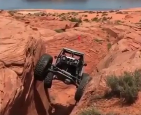 Car Climbs a Cliff